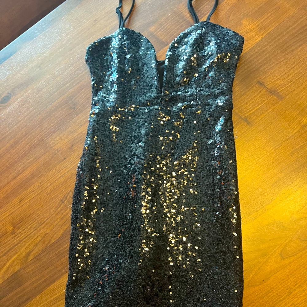 Solemio black sequin dress, size S, great quality